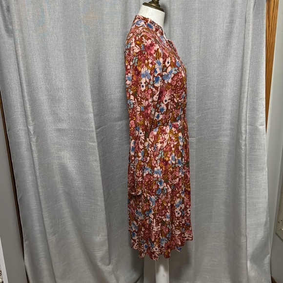 NWT Time & Tru Dress-Sz XS (0-2)-Long Sleeve Floral-Pinks/Blues/Maroon-V Neck - Picture 10 of 15